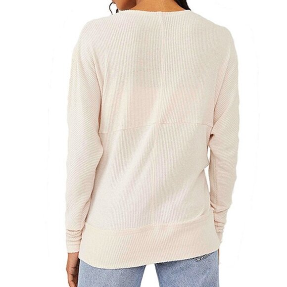 NEW Free People Cozy With You Wrap Drape Front Super Soft Ribbed Knit Sweater S - Picture 3 of 6